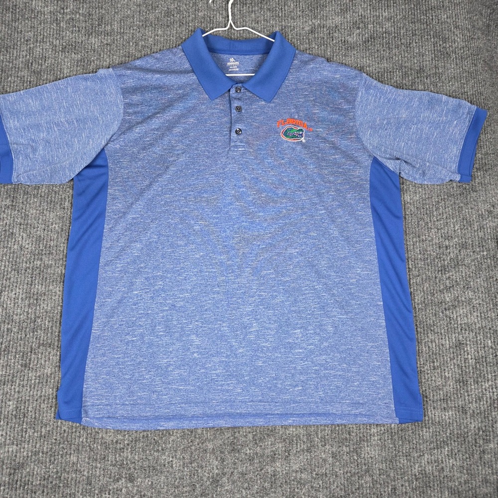 Knights Apparel Florida Gators Mens 2XL Blue Heathered Polo Shirt Logo